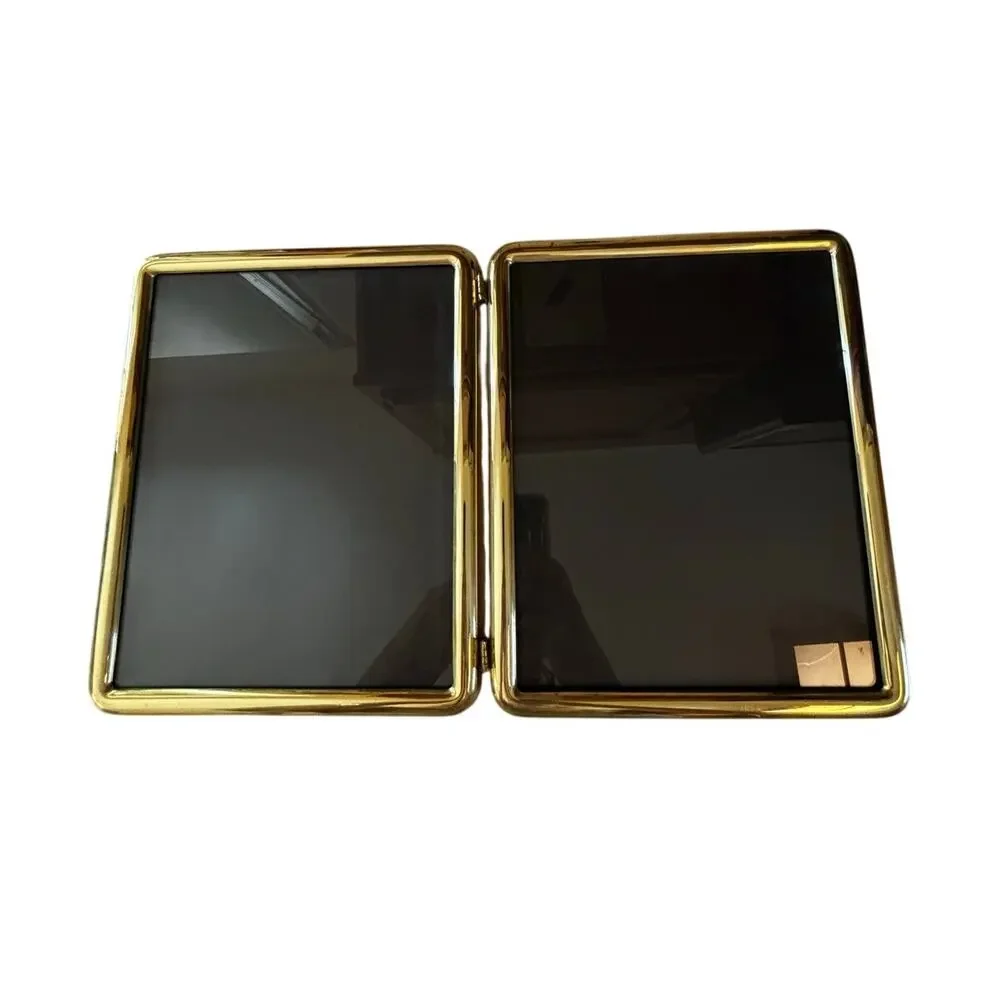 Vintage 80's brass stand/hang photo frame double book style hinge center classic